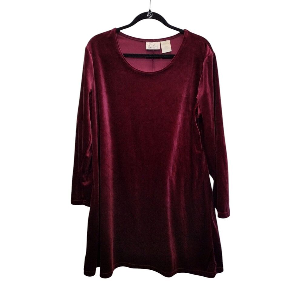 Kathie Lee Collection Burgundy Velvet Midi Dress